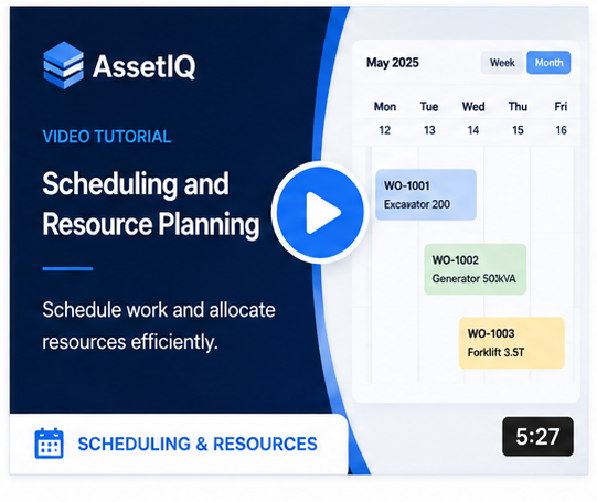 assetiq video scheduling resources
